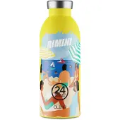 24Bottles Drinkfles 'Clima' blauw / bruin / neongeel