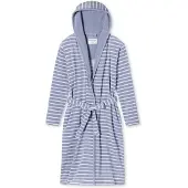 Schiesser Badjas lang 'Feather Terry' grijs / wit