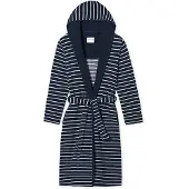 Schiesser Badjas lang ' Feather Terry ' navy