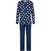 Mey Pyjama beige / donkerblauw / wit