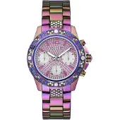 GUESS Analoog horloge 'Majesty' goud / groen / lichtlila