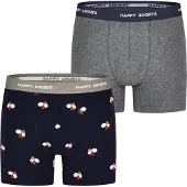 Happy Shorts Boxershorts 'Xmas' grijs gemêleerd / rood / zwart / wit