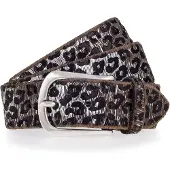 B.belt Riem chocoladebruin / zwart / zilver