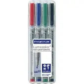 Staedtler Lumocolor 315 Overheadmarker 97% Gerecycled Medium Ronde punt 1 mm Kleurenassortiment 4 Stuks