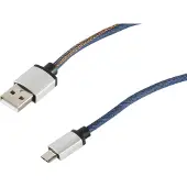 S-Conn USB Ladekabel USB A-ST auf USB Micro B-ST Jeans blau 2,0m