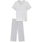 Schiesser Pyjama 'Casual Essentials ' grijs gemêleerd / wit