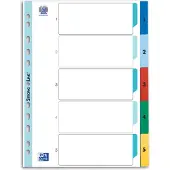 Oxford 1 tot 5 Numerieke tabbladen A4 Wit 5 tabs PP (polypropeen) 11 Gaten 400013947
