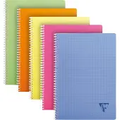 Clairefontaine Collegeblok A4 Geruit Spiraal gebonden Polypropyleen Kleurenassortiment Niet geperforeerd 50 Pagina's 50 Vellen