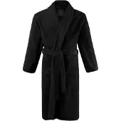 JP 1880 Regular Fit Badjas zwart, Effen