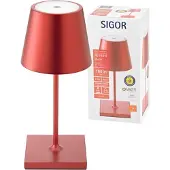 Sigor Nuindie mini LED oplaadbare tafellamp, Easy Connect, rood, dimbaar mini,, rood, Woon-/ Eetkamer, Aluminium, Modern