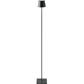 Sigor LED vloerlamp Nuindie IP54 120 cm rond USB-C zwart Nuindie, dimbaar, zwart, Woon-/ Eetkamer, Aluminium, Modern