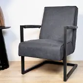 Dimehouse Industriële fauteuil antraciet eco-leer Tiger - Leer - Industrieel