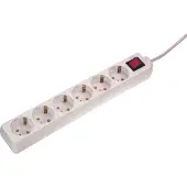 As Schwabe Schwabe stekkerdoos met 6 stopcontacten en schakelaar, 230 V, 1,4 meter kabel, bescherming tegen aanraking, wit