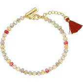 Yokoamii Armband lichtblauw / goud / rood / parelwit