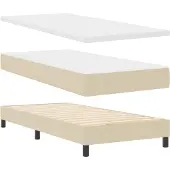 vidaXL Boxspring bed met hoofdeinde Crème 100 x 200 cm Stof