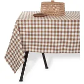 Tiseco - Tafelkleed GINGHAM - Katoen - Geblokt - 150x250 cm, cognac
