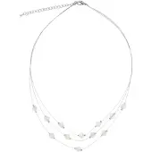 Behave - Ketting - Dames - 3-laags - Transparante Kralen - Zilverkleurig - 46 cm