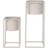 Nest of Nora Plantenstandaarden set van 2 - Staal - Beige / grijs