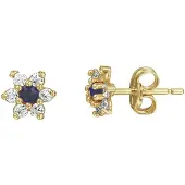 Marie-Celeste Oorknoppen Saffier En Zirkonia Halo - Goud