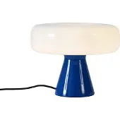 QAZQA Retro tafellamp blauw met wit - Knop