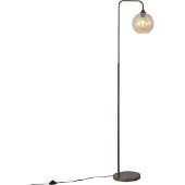 QAZQA Art Deco vloerlamp donkerbrons met amberkleurig glas - Sandra