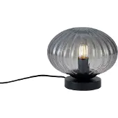 QAZQA Design tafellamp zwart met smoke glas - Mochi
