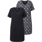 Ulla Popken Nachthemd blauw / marine / zwart / wit