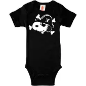 Logoshirt Rompertje/body 'Peanuts Snoopy-Print' zwart / wit