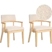 Beliani DALBO - Eetkamerstoel set van 2 - Lichtbeige - Bouclé