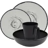 Eurotrail Serviesset Isla - 16delig - Zwart/Naturel - Melamine