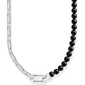 Thomas Sabo Halsketting, Ketting Onyx Kralen, (925 zilver, 50 - 55 cm)