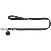 Hunter Looplijn Leder Zwart - Hondenriem - 110x1.6 cm
