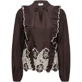 JDY Blouse 'JDYHolly' chocoladebruin / wit