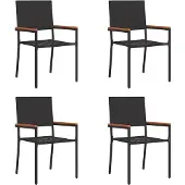 vidaXL Tuin stapelstoelen 4 st Zwart en Bruin