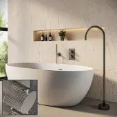 Saniclear Exclusive Curved inbouw badkraan met vrijstaande uitloop RVS