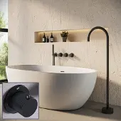 Saniclear Plus Stripes inbouw badkraan met vrijstaande uitloop en staafhanddouche zwart mat