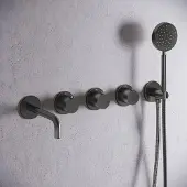 Saniclear Plus Curved inbouw badkraan met 20cm uitloop verouderd ijzer - gunmetal