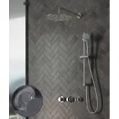 Saniclear Plus Curved inbouw regendouche met 20cm hoofddouche, muurarm en glijstang chroom