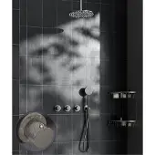 Saniclear Plus Curved inbouw regendouche met 30cm hoofddouche en plafondarm RVS