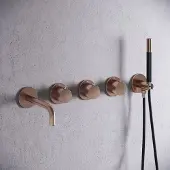 Saniclear Plus Stripes Pro inbouw badkraan met 20cm uitloop geborsteld koper