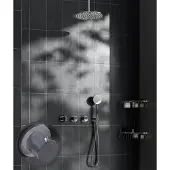 Saniclear Plus Stripes inbouw regendouche met 20cm hoofddouche en plafondarm chroom