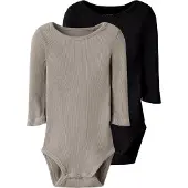TWO SOON Rompertje/body stone grey / zwart