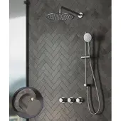 Saniclear Plus Stripes inbouw regendouche met 20cm hoofddouche, muurarm en glijstang RVS
