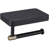 Eastbrook Catania messing toiletrolhouder met plankje zwart mat en messing geborsteld
