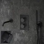 Saniclear Nero Curved inbouw badkraan zwart mat