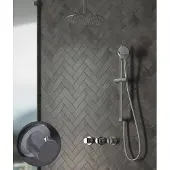 Saniclear Plus Stripes inbouw regendouche met 20cm hoofddouche, plafondarm en glijstang chroom