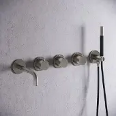 Saniclear Plus Curved Pro inbouw badkraan met 20cm uitloop RVS