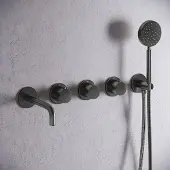Saniclear Plus Stripes inbouw badkraan met 20cm uitloop verouderd ijzer - gunmetal