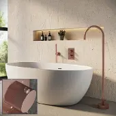 Saniclear Copper Stripes inbouw badkraan met vrijstaande uitloop geborsteld koper