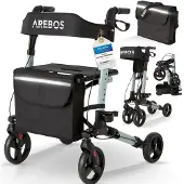 Arebos Rollator Lichtgewicht en Opvouwbaar - Rollators - Rollator voor Binnen en Buiten - Zwart